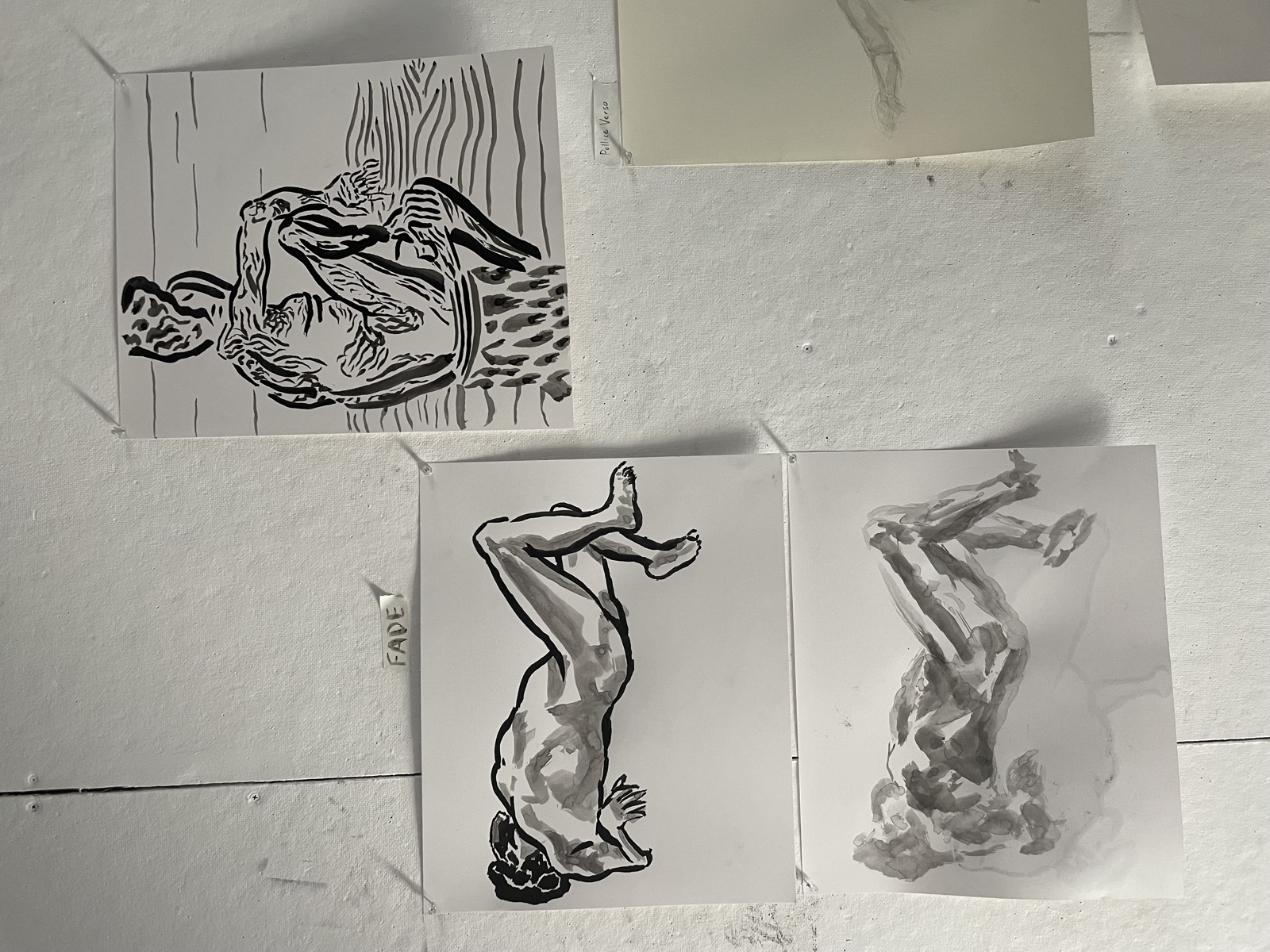 A page of several ink drawings by Hal Munger