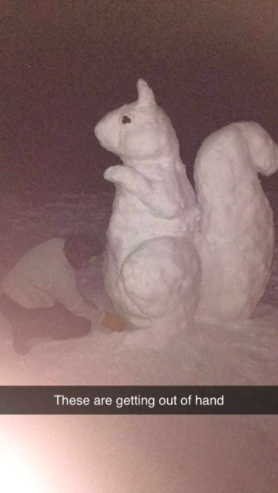 Squirrel sculpture, captioned “These are getting out of hand”