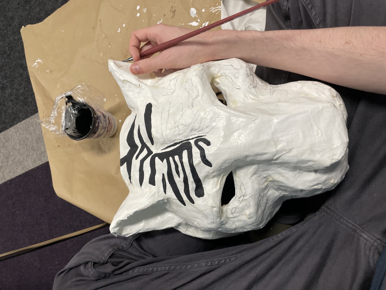 The mask being painted
