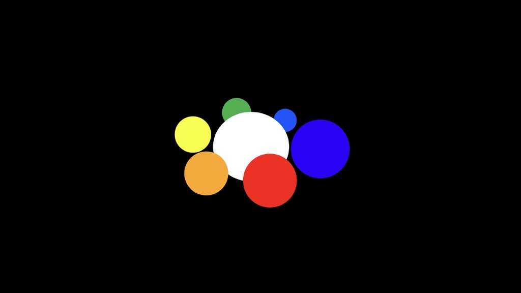 Seven spheres — the white mountain and its six coloured hills, the seven puffs of fur